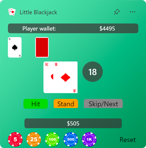 Preview of the Little Blackjack for Windows 11