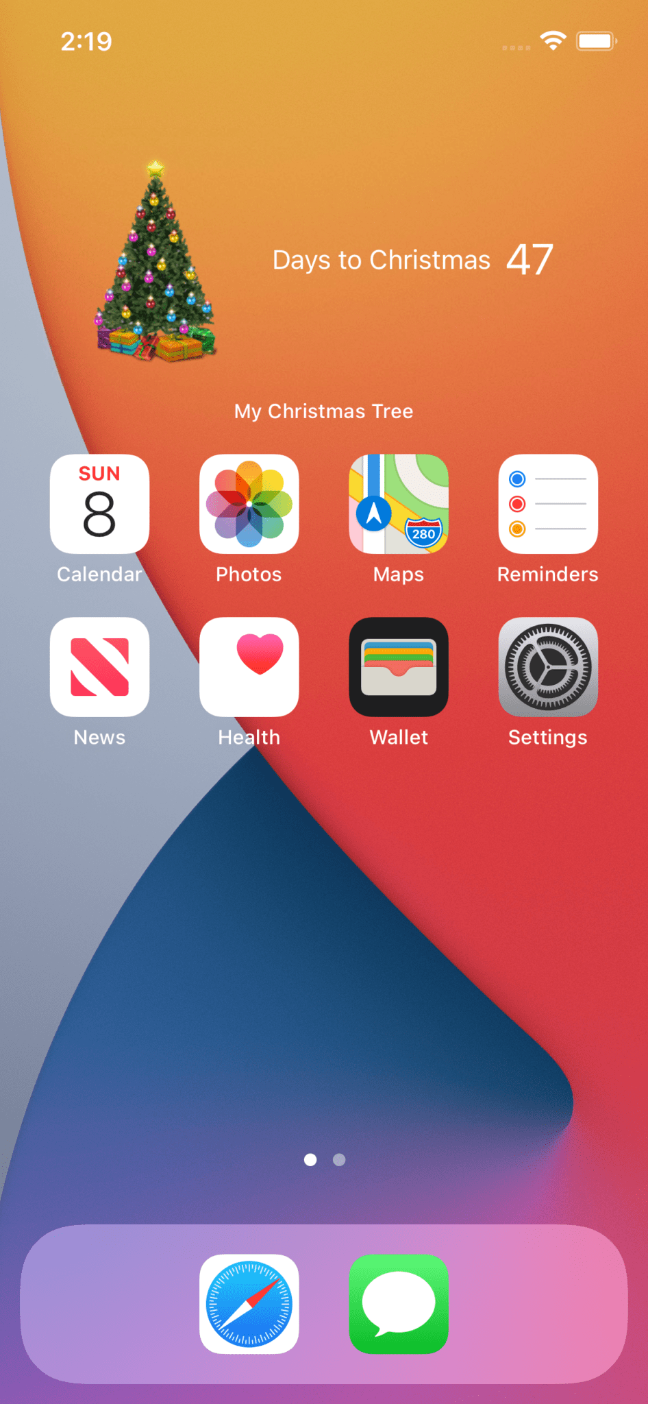 New Christmas Tree widget for on your iOS 14 device