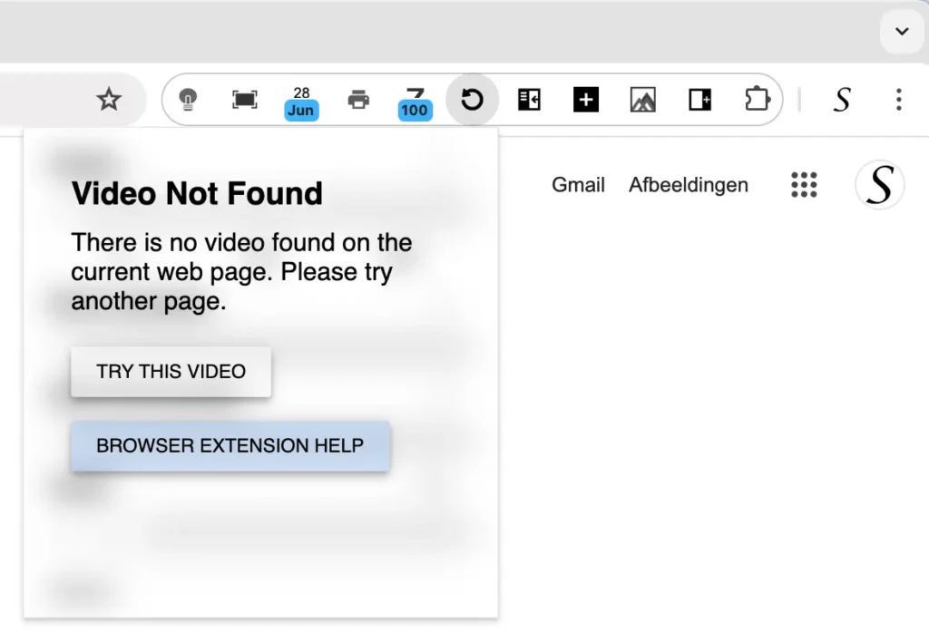 User Experience in Chrome Extensions with a clear Video Not Found message