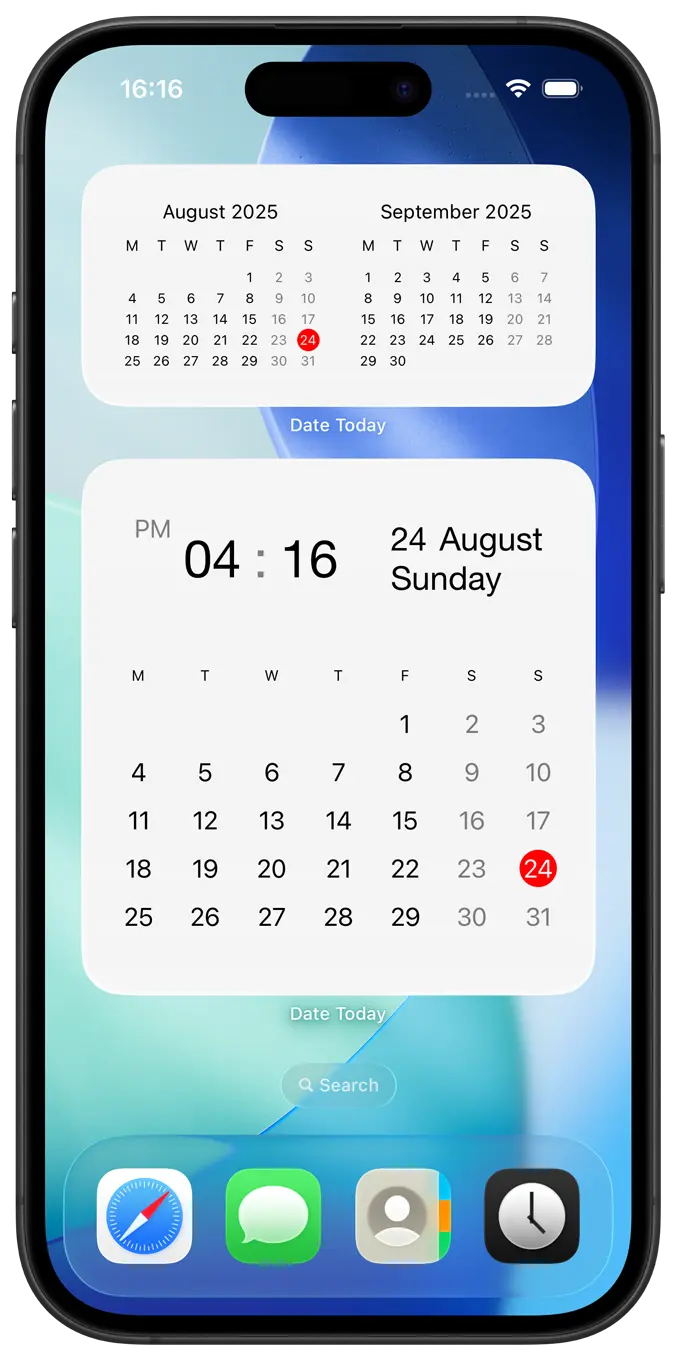 Date Today month calendar widget