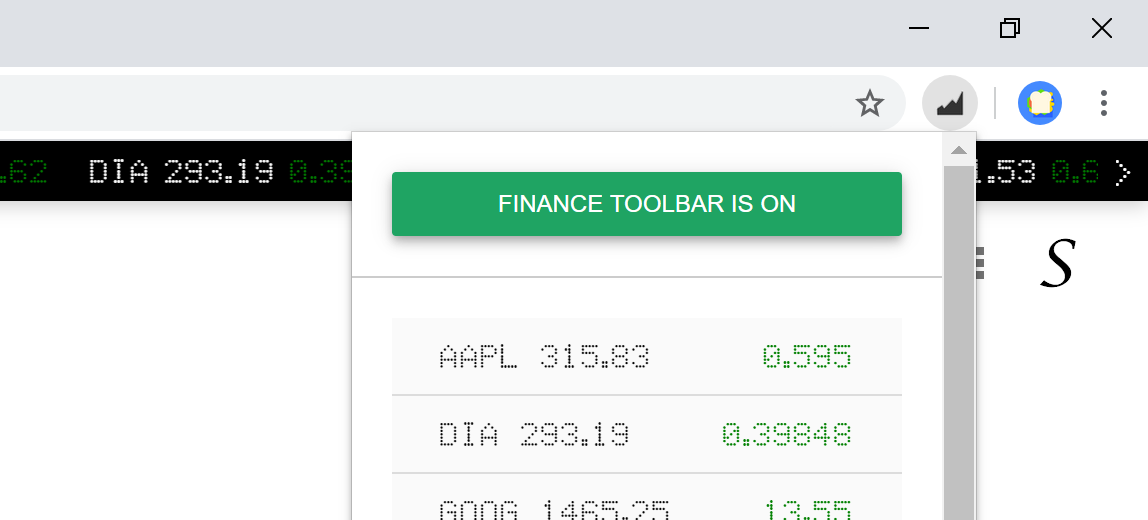 finance toolbar chrome