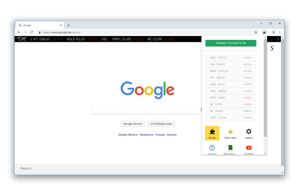 chrome finance toolbar