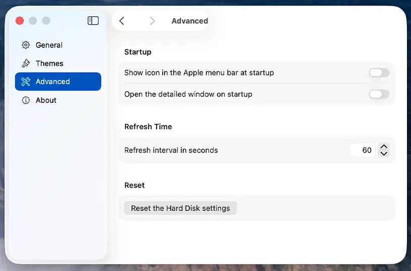 Hard Disk advanced settings