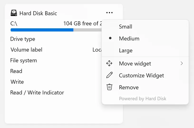 Customize your Windows 11 widget size