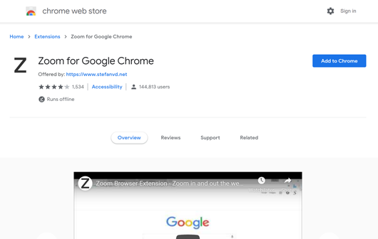 Zoom Browser Extension - Custom Page Zoom - FREE