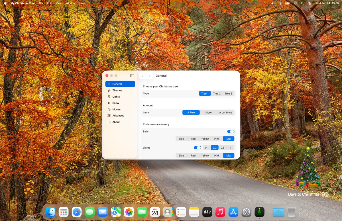 My Christmas Tree Settings window