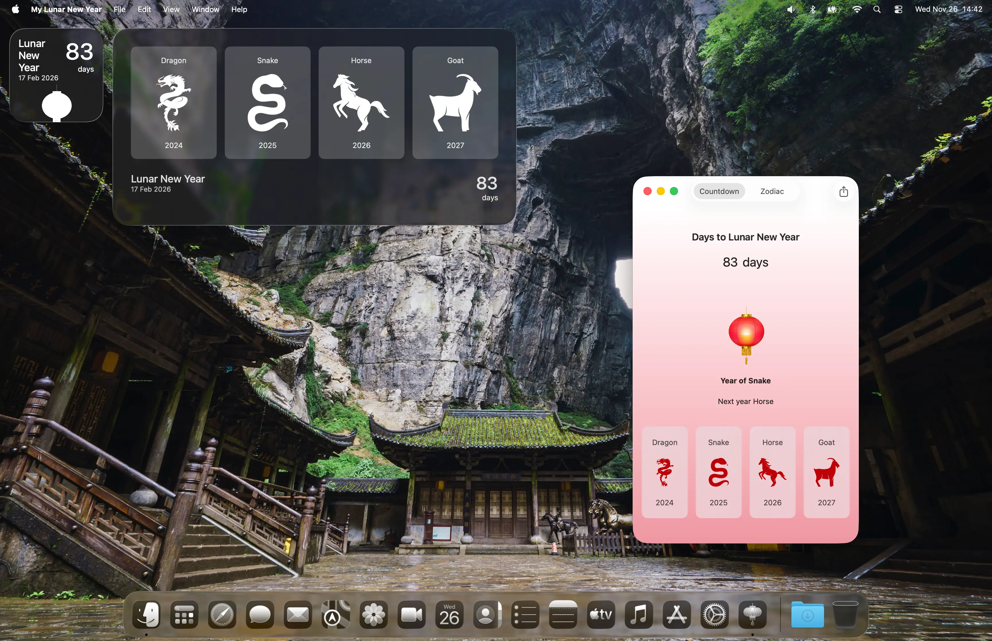 My Lunar New Year macOS Widget dashboard