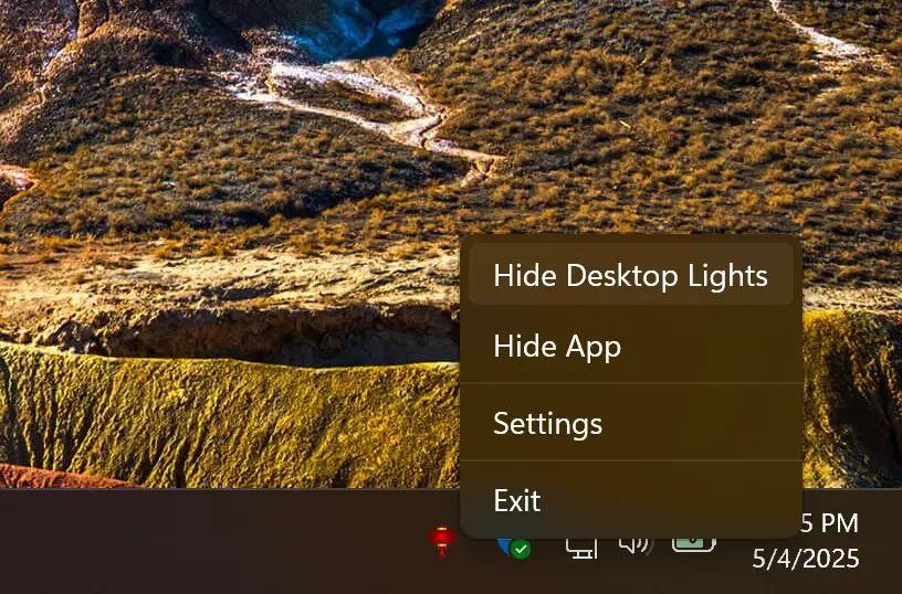 Toggle to desktop lantern lights