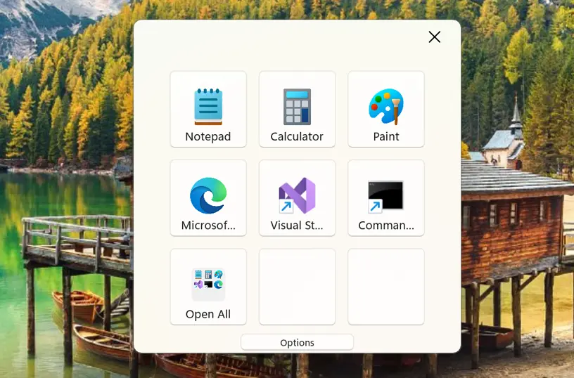 Open all apps button