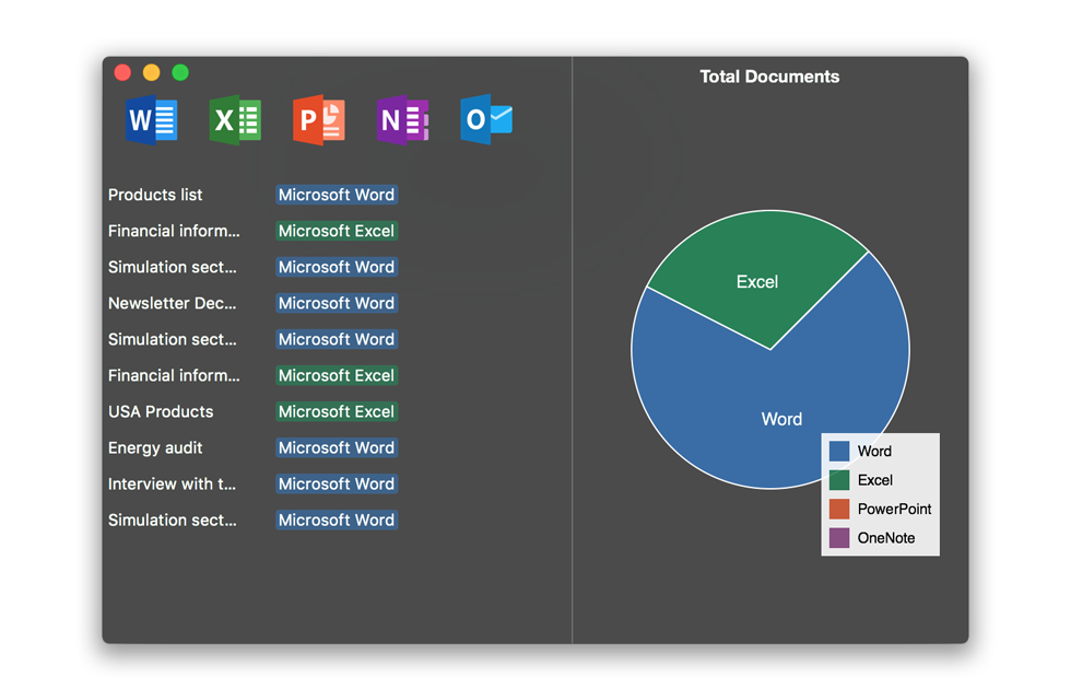 My Recent Documents - Access Microsoft Office applications