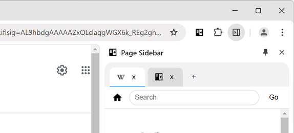 Installed Page Sidebar browser extension with the visible sidebar icon in the toolbar