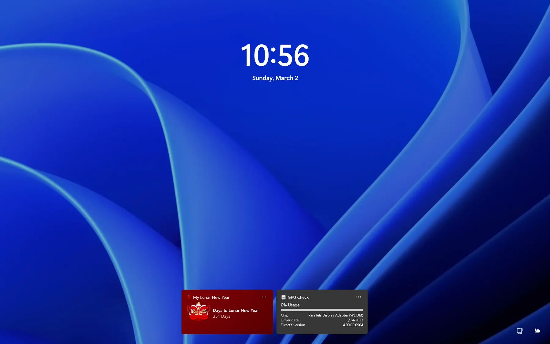 Windows 11 Lock Screen Widget - My Lunar New Year, GPU Check