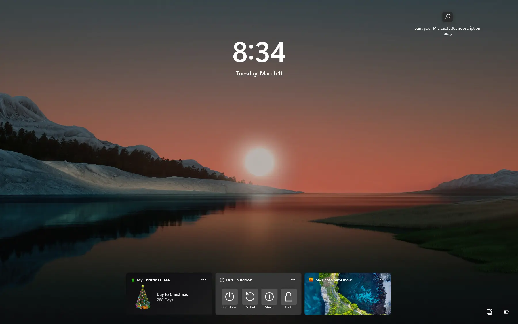 Windows 11 Lock Screen Widget - My Christmas Tree, Fast Shutdown, My Photoslideshow