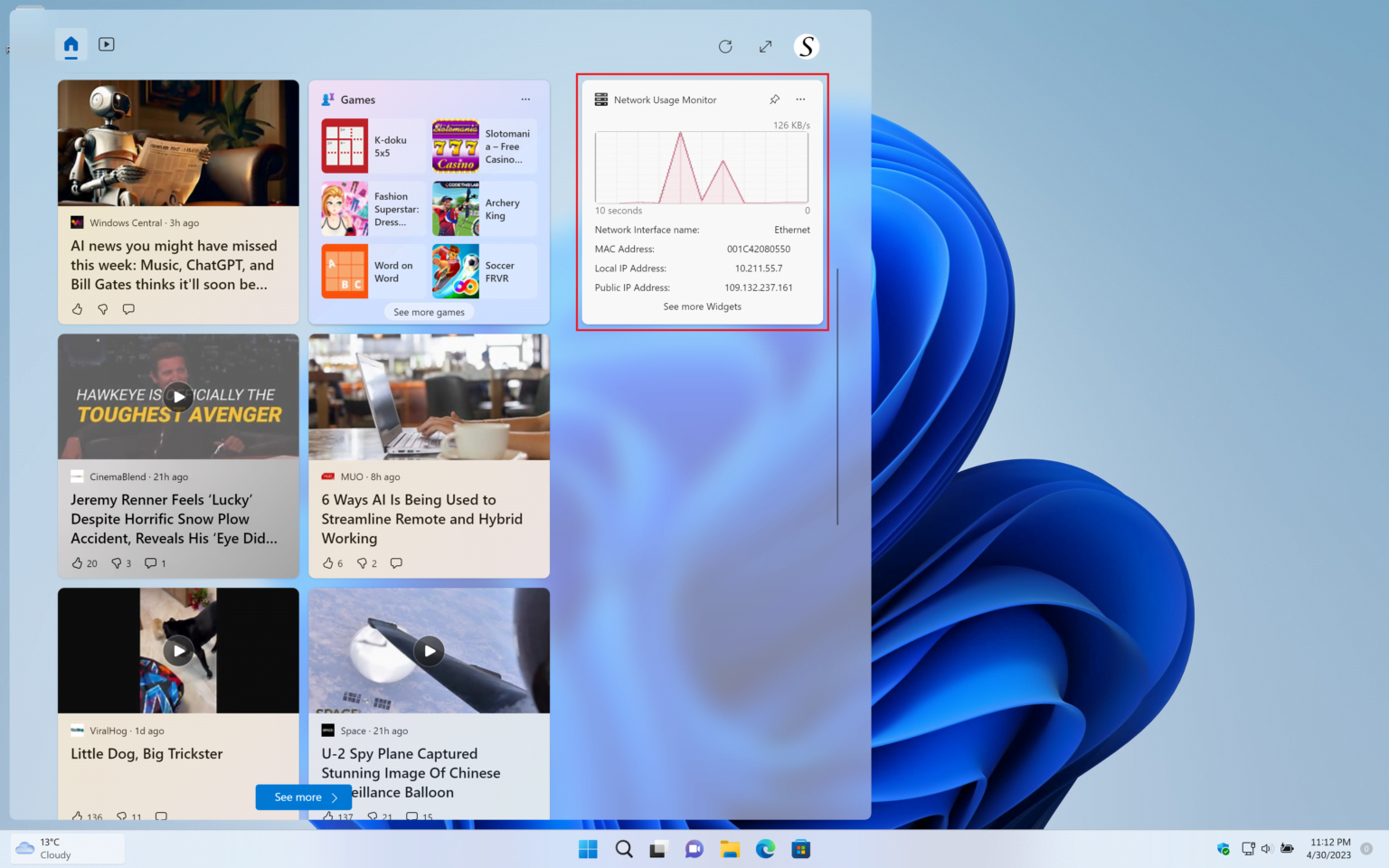 Network Usage Monitor Widget Windows 11 for FREE